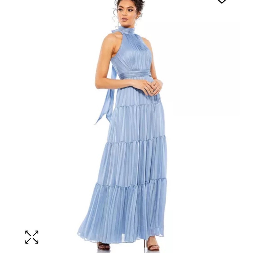 NWT Mac Duggal slate Blue Halter Gown